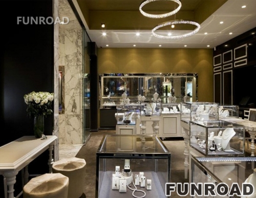 高端豪华的珠宝店展示柜台橱窗设计效果图