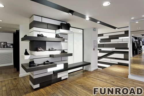富路鞋店的内部设计和鞋子展柜陈列效果图