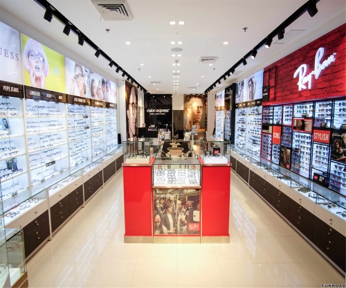 商店显示零售光学商店设计制作展示柜台案例效果图