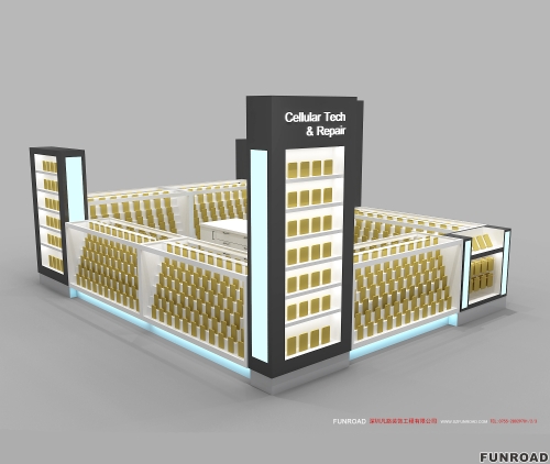 大型商场手机店展示柜设计效果图