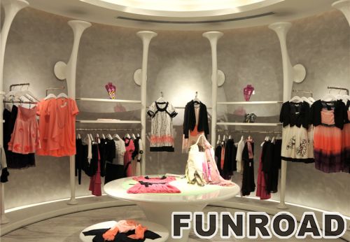 现代时尚服装零售店装饰与MDF展示架展示柜