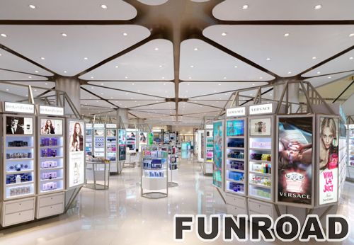 购物中心品牌化妆品售货亭零售显示柜台效果图