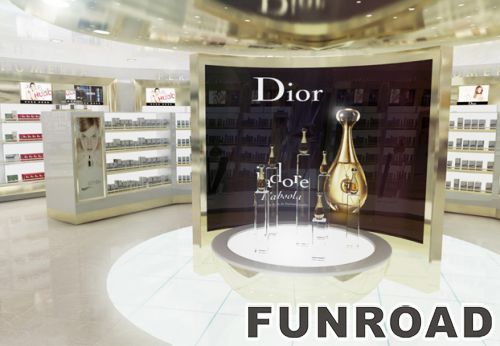 迪奥化妆品零售店室内装饰4层玻璃展示柜效果图