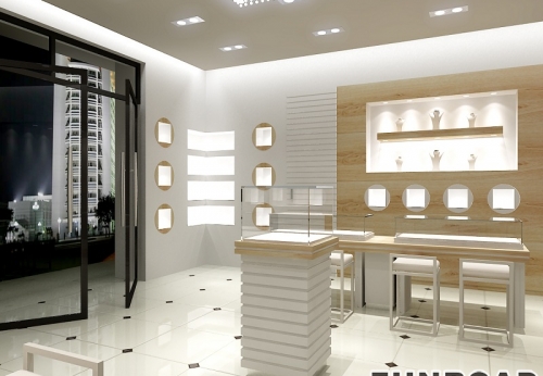 国际品牌商店珠宝展示柜台陈列橱窗立体效果图