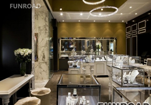 高端豪华的珠宝店展示柜台橱窗设计效果图