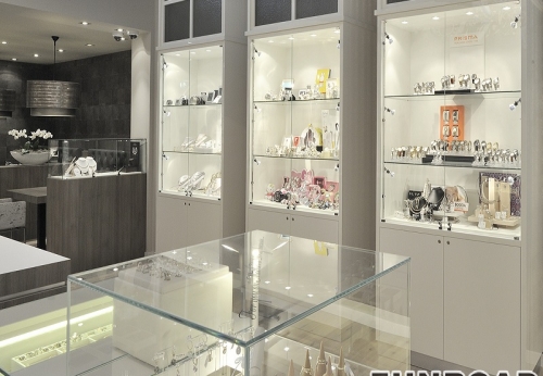 定制高品质的品牌珠宝商店陈列展示柜台效果图
