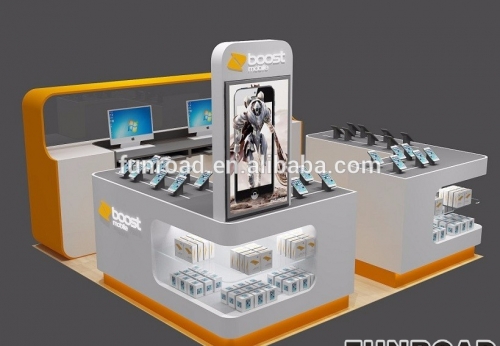 高质量的工厂直销制造金属手机亭，展示柜效果图