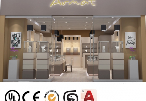 迷你珠宝手镯展示台LED墙展示转角现代玻璃柜橱案例销售创意购物商场小亭