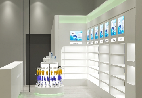 深圳展柜厂定制，高品质的药房玻璃展示柜效果图