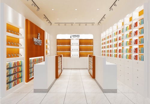 现代零售商店木制设计电话展示柜
