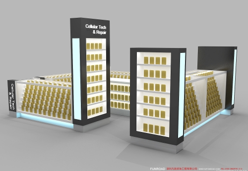 大型商场手机店展示柜设计效果图